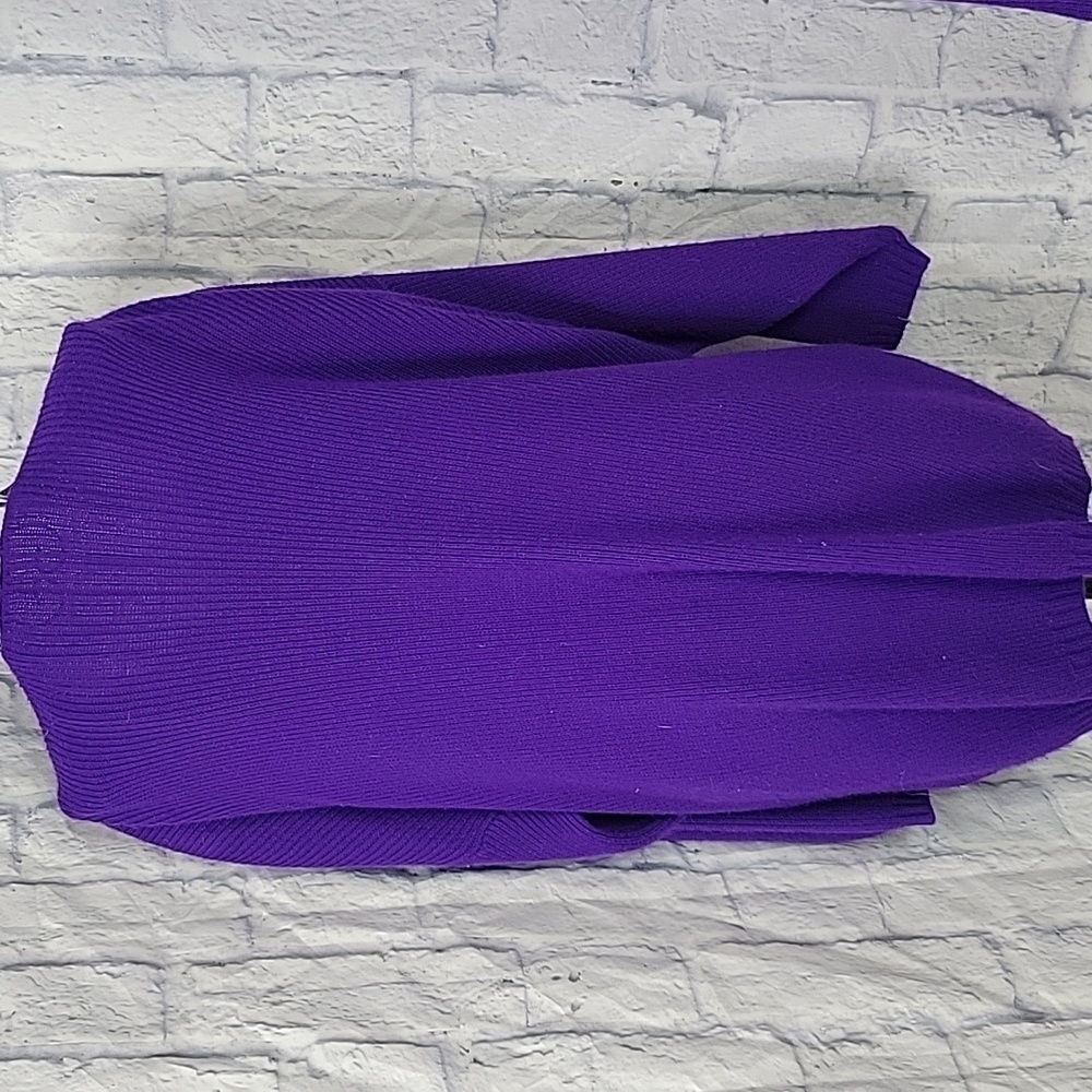 VINTAGE Purple Gold and White Beaded 2pc. Sweater Set Skirt and Sweater - Picture 8 of 10